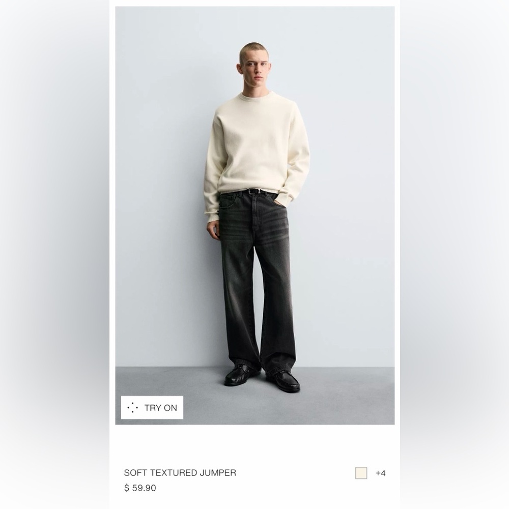 Zara Cream Crewneck Sweater - Picture 2 of 2